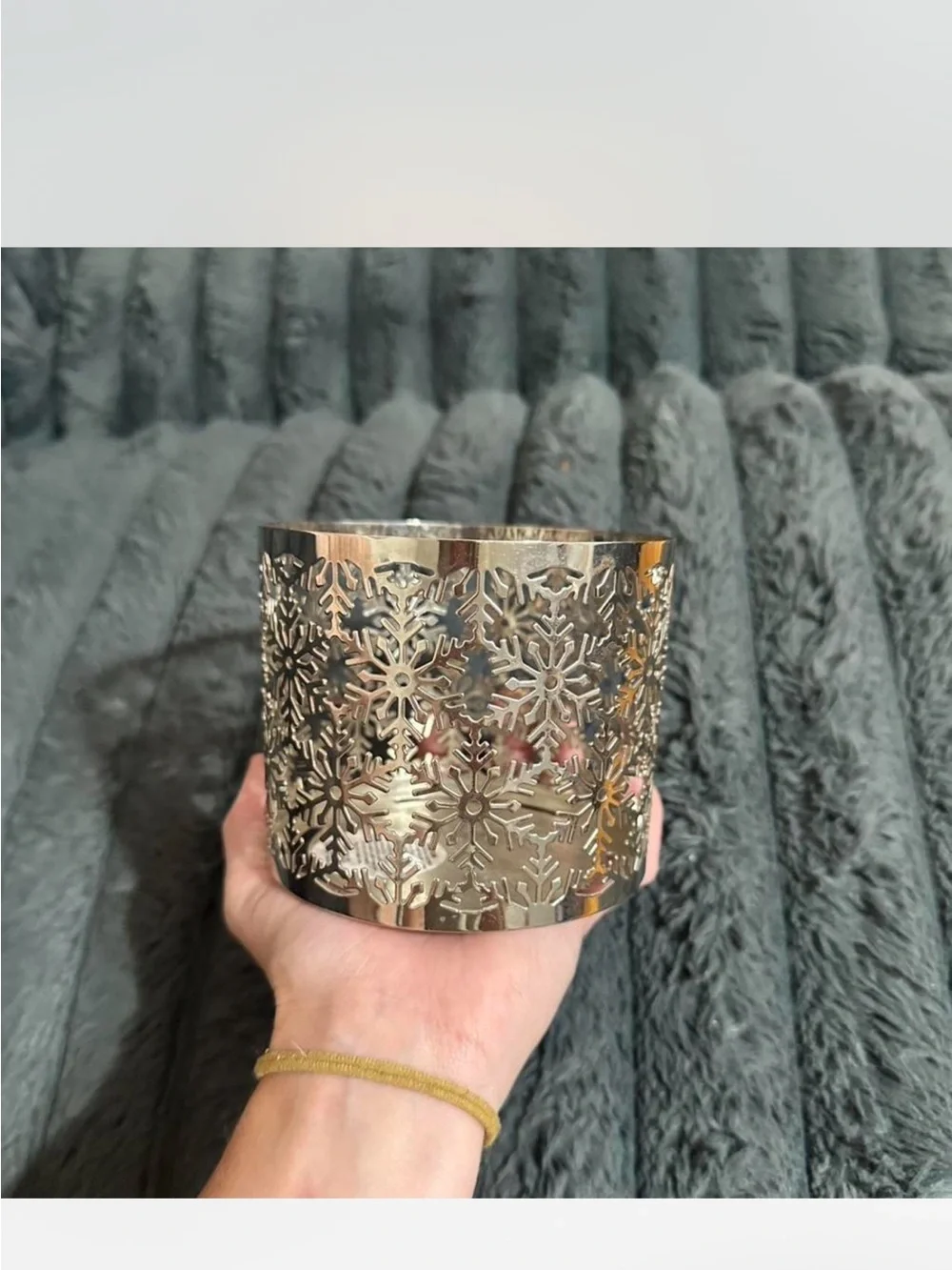 Bath and body works Gold Snowflake Metal Candle Holder - Home Accents